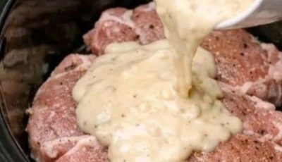 pork chops and these 2 ingredients in slow cooker for a homestyle meal