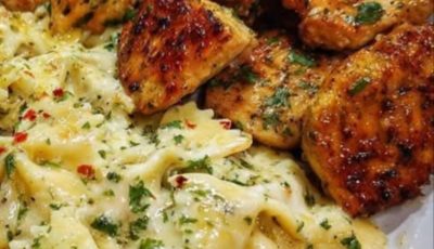Lemon Garlic Chicken with Creamy Bowtie Pasta