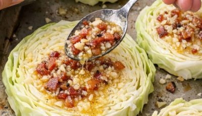 Low Carb Loaded Cabbage Steaks with Rich Butter Bacon Blend